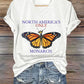 V-Neck Retro North America’s Only Orange Monarch Print T-Shirt
