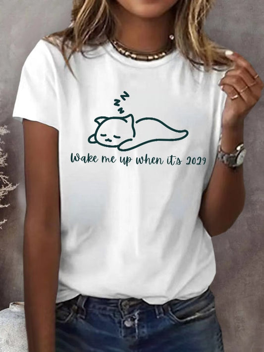 Retro Wake Me Up When It's 2029 FDT Print T-Shirt