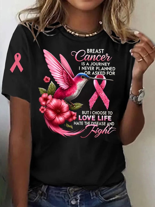 Women's Cancer Fight  Print Casual T-shirt