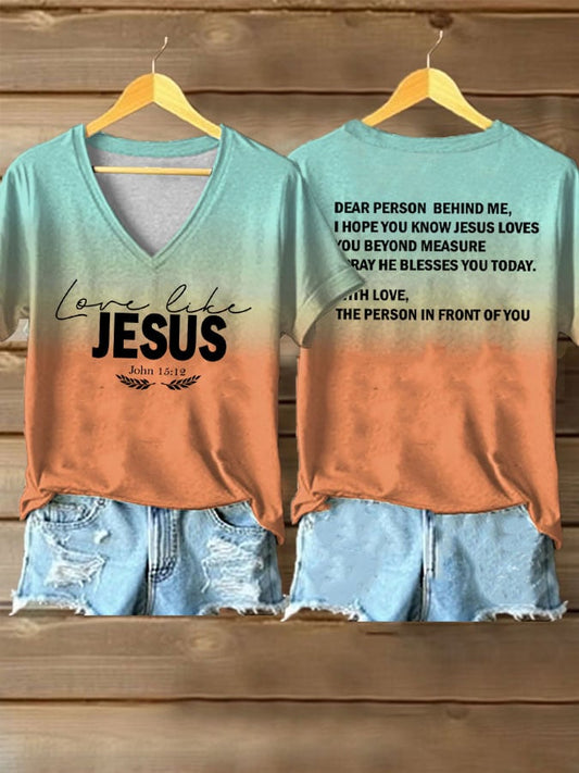 Women's Love Like Jesus Print Casual T-Shirt