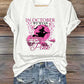 We Wear Pink Pattern  Print V Neck Casual T-Shirt