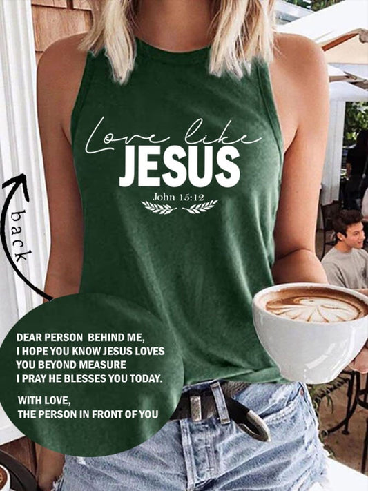 Women's Love Like Jesus Print Casual  Tank Top