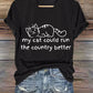 V-Neck Retro My Cat Could Run The Country Better Print T-Shirt