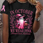 Women's In October We Wear Pink Halloween Ghost Breast Cancer Awareness Tee