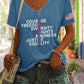 V-Neck Retro America Courage Freedom Diversity Rights Kindness Justice Equality Print T-Shirt