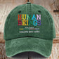Retro Human Beings 100% Organic Colors May Vary Human Rights Equality Pride Print Baseball Cap