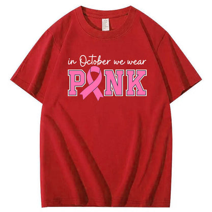 In October We Wear Pink Pattern100% Cotton T-Shirt