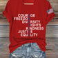 V-Neck Retro America Courage Freedom Diversity Rights Kindness Justice Equality Print T-Shirt
