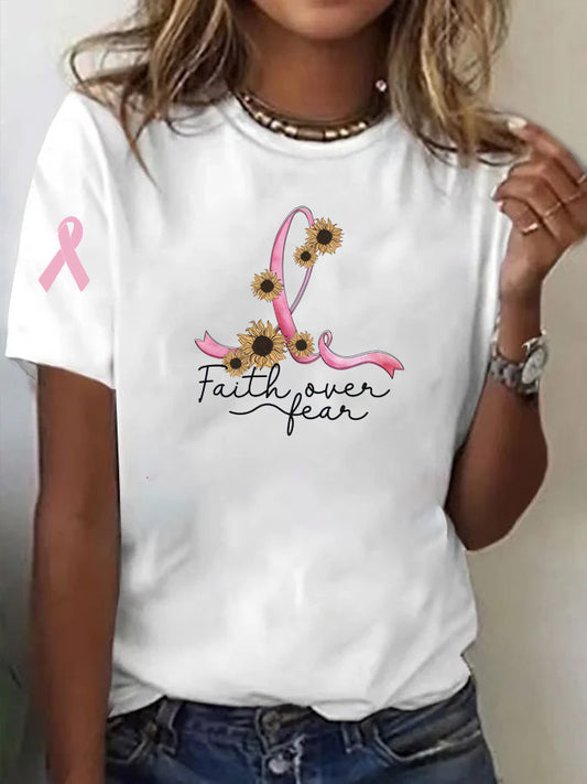 Women's Faith Over Fear  Print Casual T-shirt