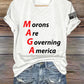V-Neck Retro Morons Are Governing America Print T-Shirt