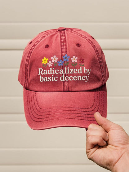 Unisex washed Radicalized by Basic Decency printed hat