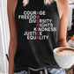 Retro America Courage Freedom Diversity Rights Kindness Justice Equality Print Tops Tank