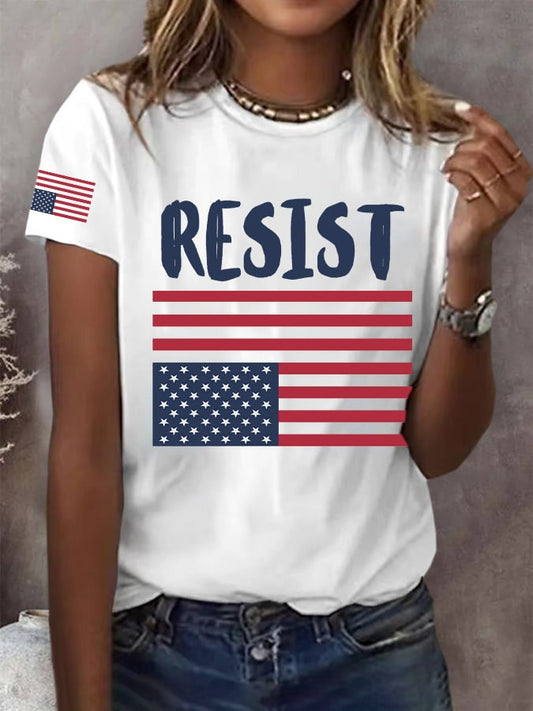 Women's Resist Print Round Neck T-shirt