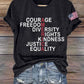 Retro America Courage Freedom Diversity Rights Kindness Justice Equality Print T-Shirt