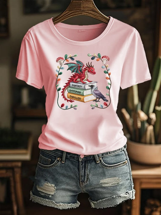 Women's Fashion Casual Fantasy Opera House Book FDTT Shirt
