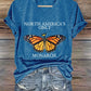 V-Neck Retro North America’s Only Orange Monarch Print T-Shirt