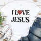 Women's I Love Jesus Pattern Round-Neck T-Shirt