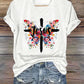 Women's Jesus Butterfly Cross Print Short Sleeve T-Shirt