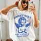 Sweet Girl With Anger Issues Tee – Oversized Angel Knife Graphic Tee