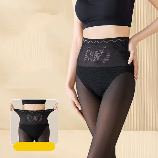 Women's High-Waist Plush-Lined Tummy Control Sheer Tights