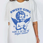 Sweet Girl With Anger Issues Tee – Oversized Angel Knife Graphic Tee